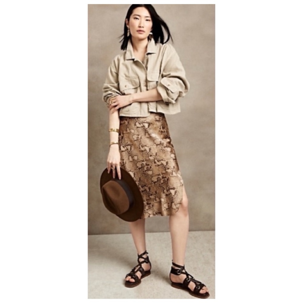 🖤NWTS-$150 BANANA REPUBLIC Silk Bliss Snakeskin Skirt S *Washable!* Nice - Picture 10 of 10